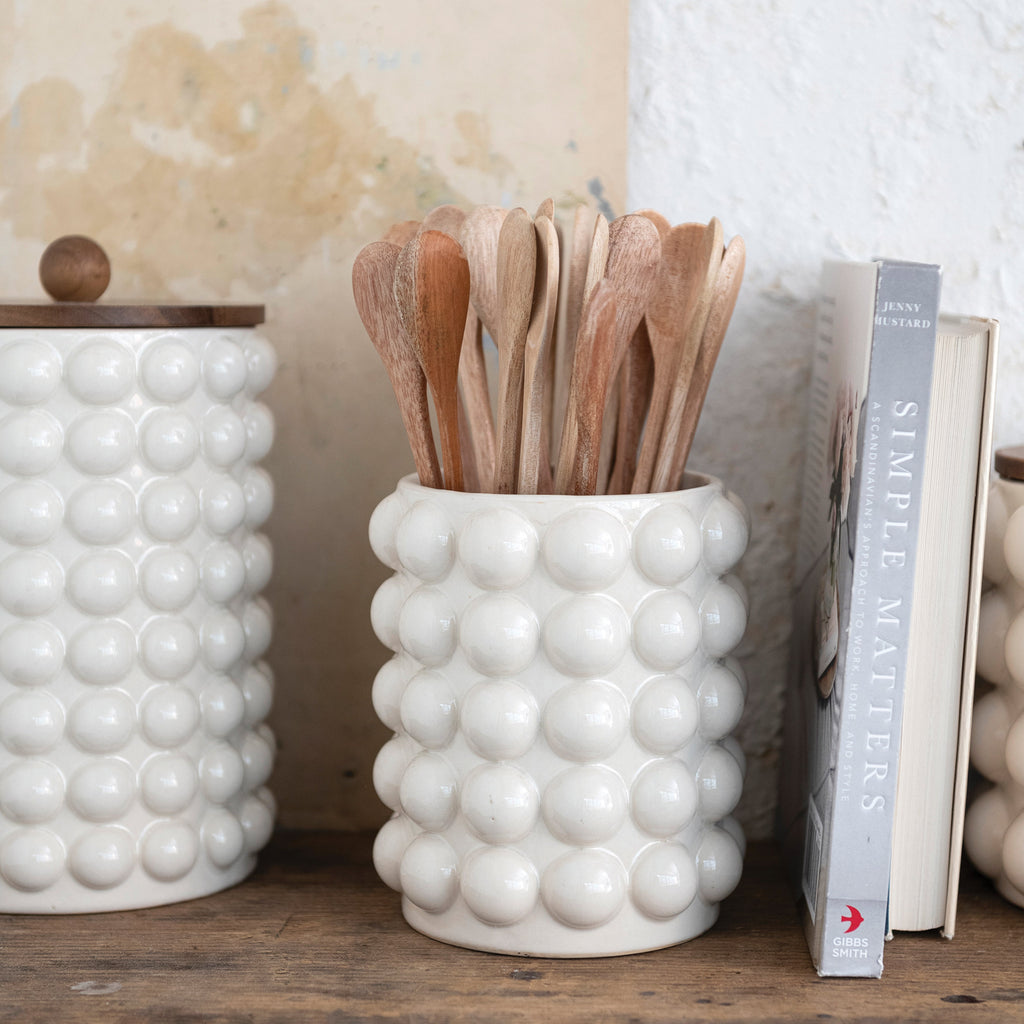 Hobnail Canister with Wood Lid