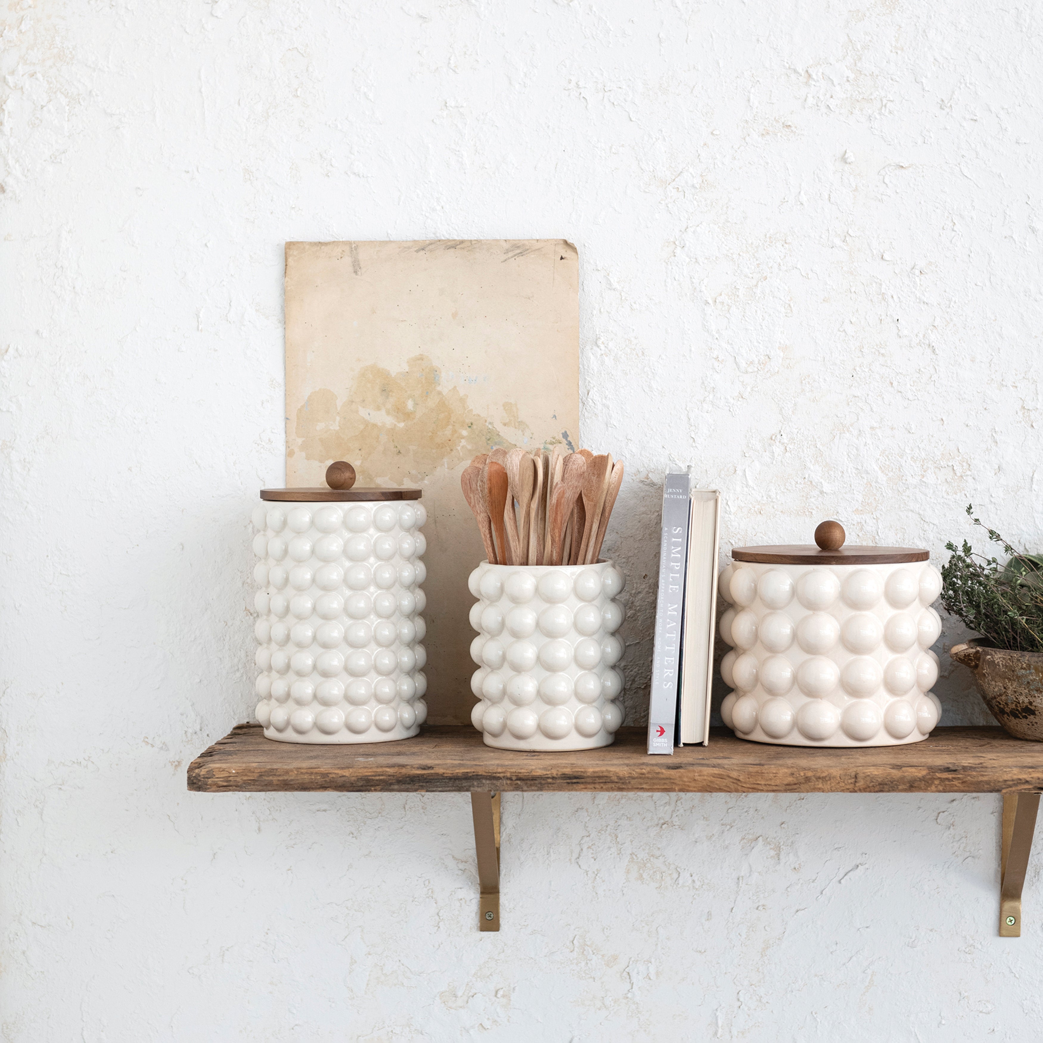 Hobnail Canister with Wood Lid