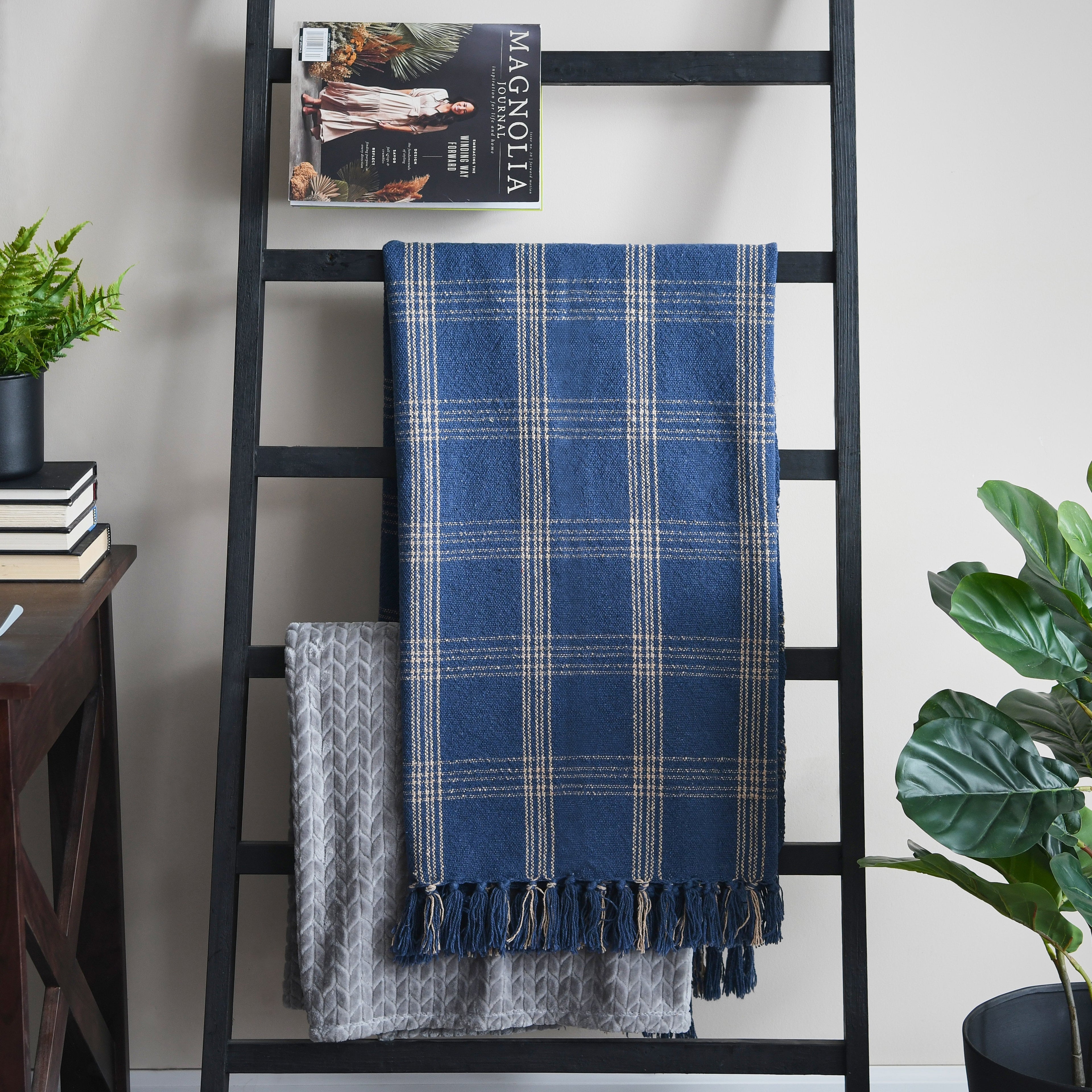 Cozy Up Blue Plaid Throw Blanket