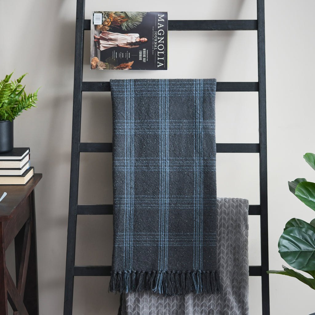 Cozy Up Blue Plaid Throw Blanket