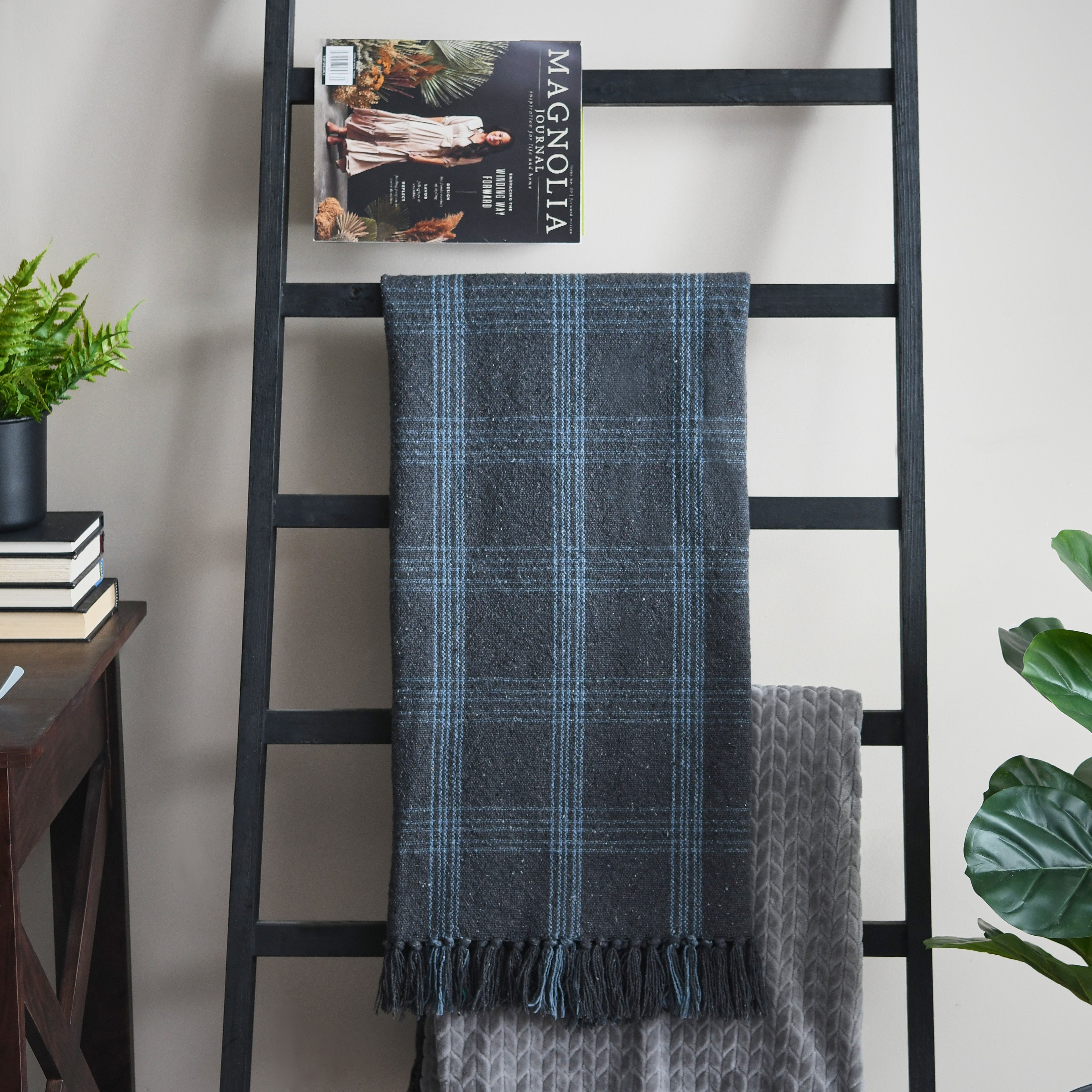 Cozy Up Blue Plaid Throw Blanket