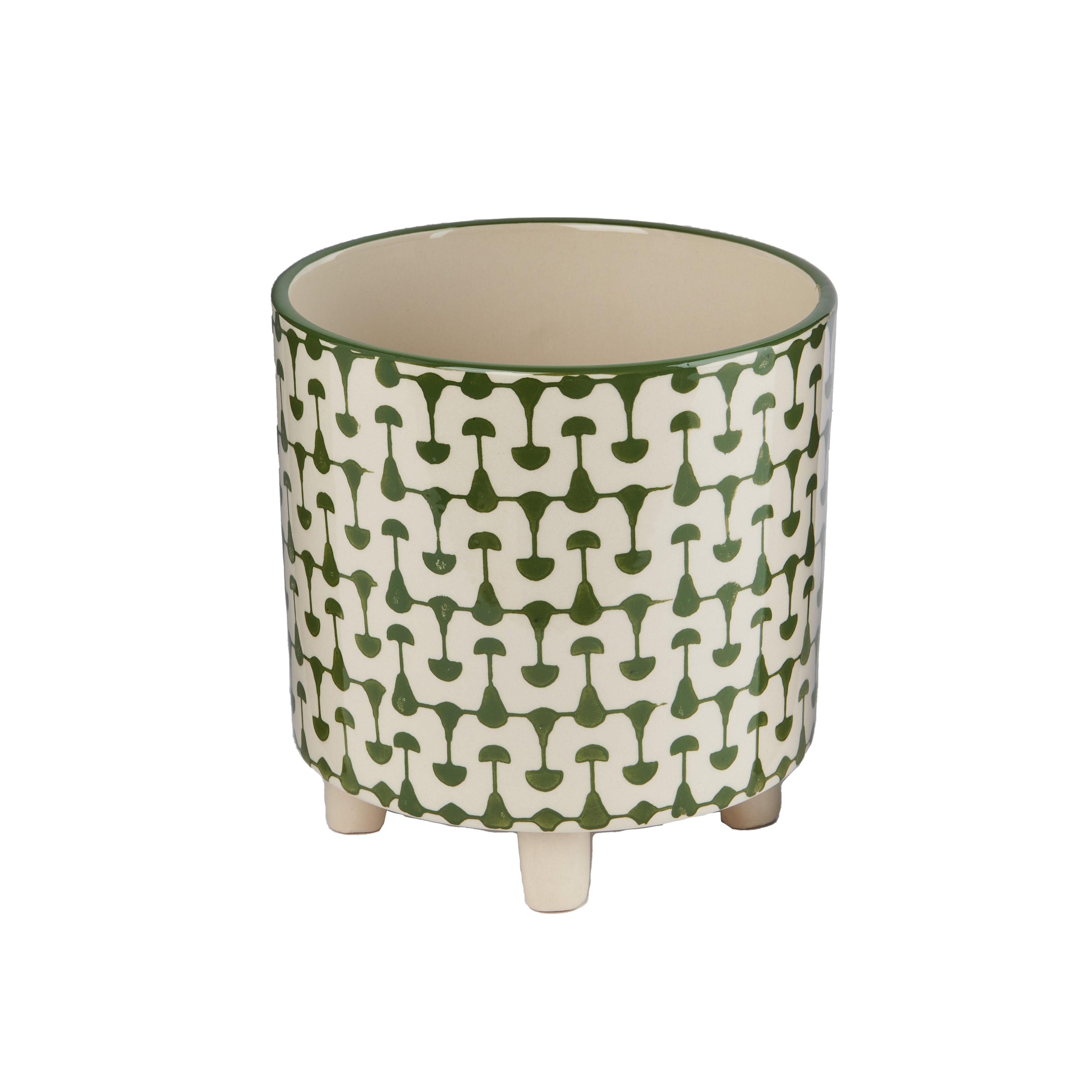 High Contrast Abstract Pot - Green & White