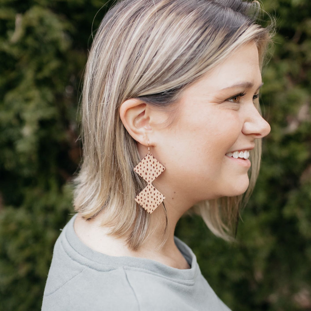 DOUBLE DIAMOND Leather Earrings