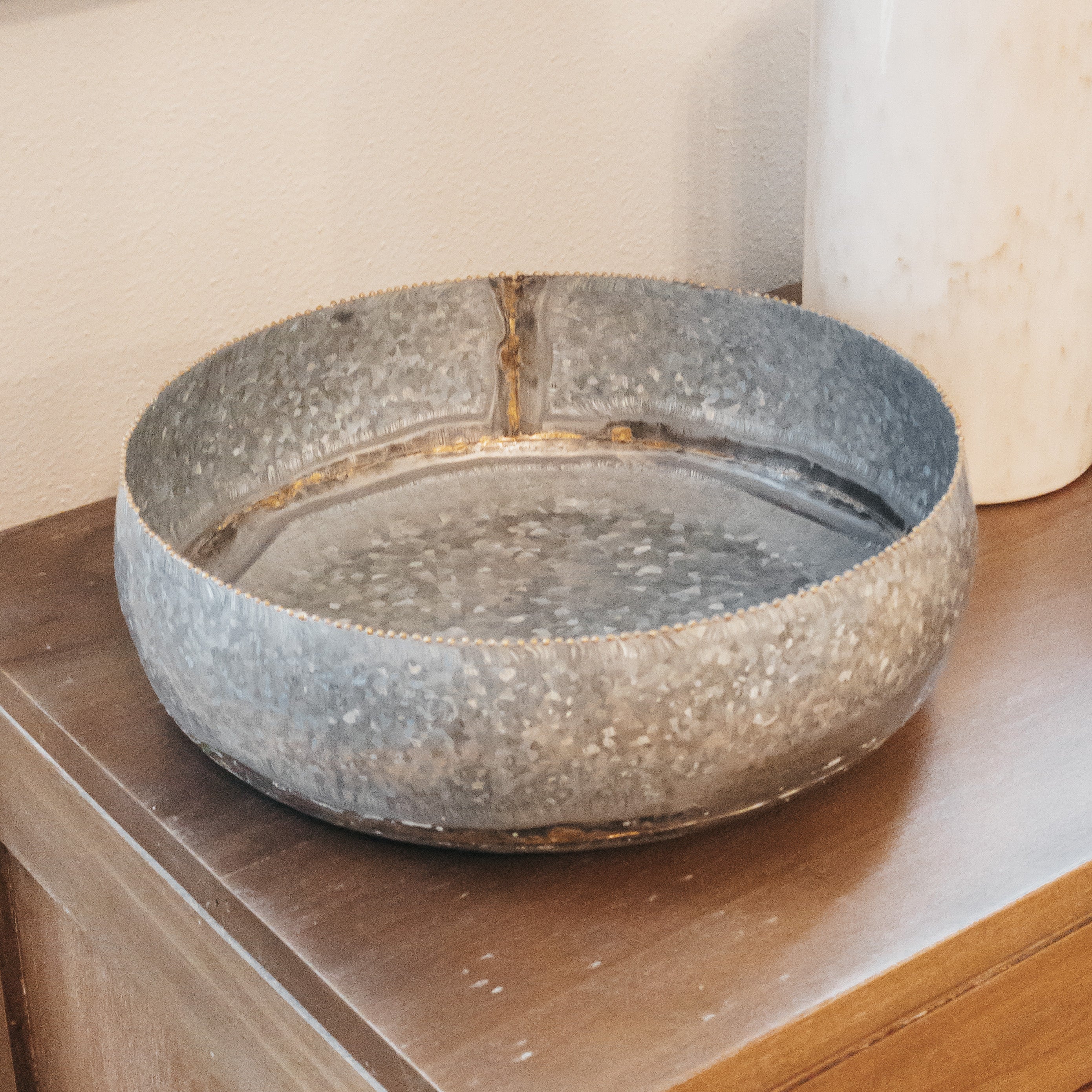 Decorative Galvanized Metal Bowls,  3 Sizes